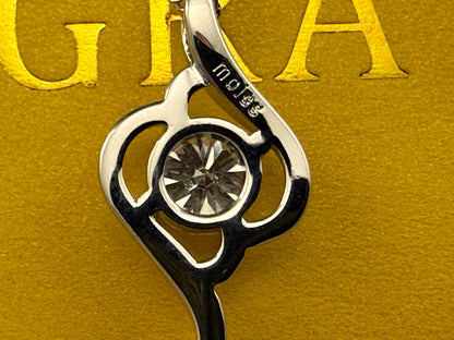 GRA Certified 1.0Ct D Color Moissanite Pendant Necklace Round Brilliant Solitaire