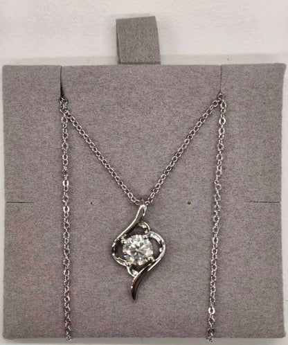GRA Certified 1.0Ct D Color Moissanite Pendant Necklace Round Brilliant Solitaire