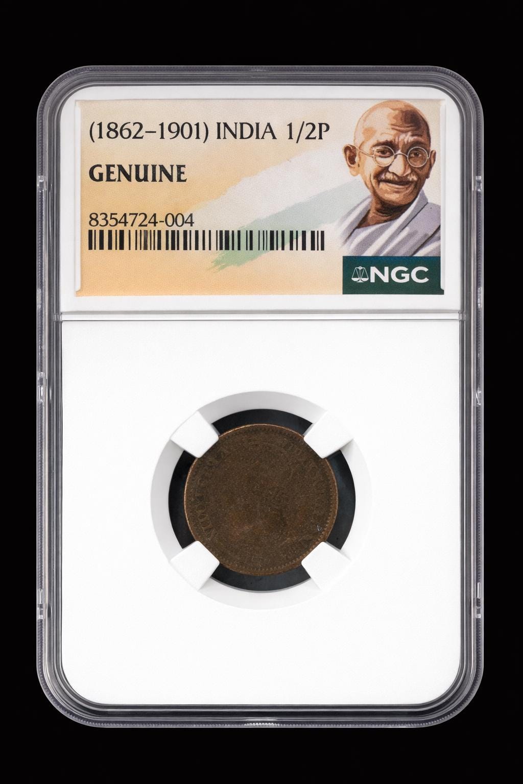 1888 British India 1/2 Pice NGC Genuine Colonial Era Copper Coin