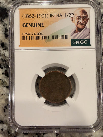 1888 British India 1/2 Pice NGC Genuine Colonial Era Copper Coin