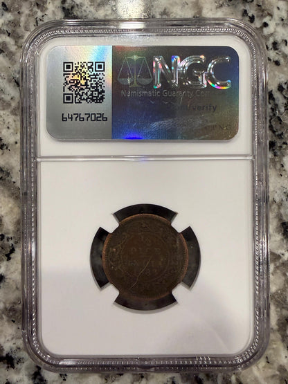 1888 British India 1/2 Pice NGC Genuine Colonial Era Copper Coin