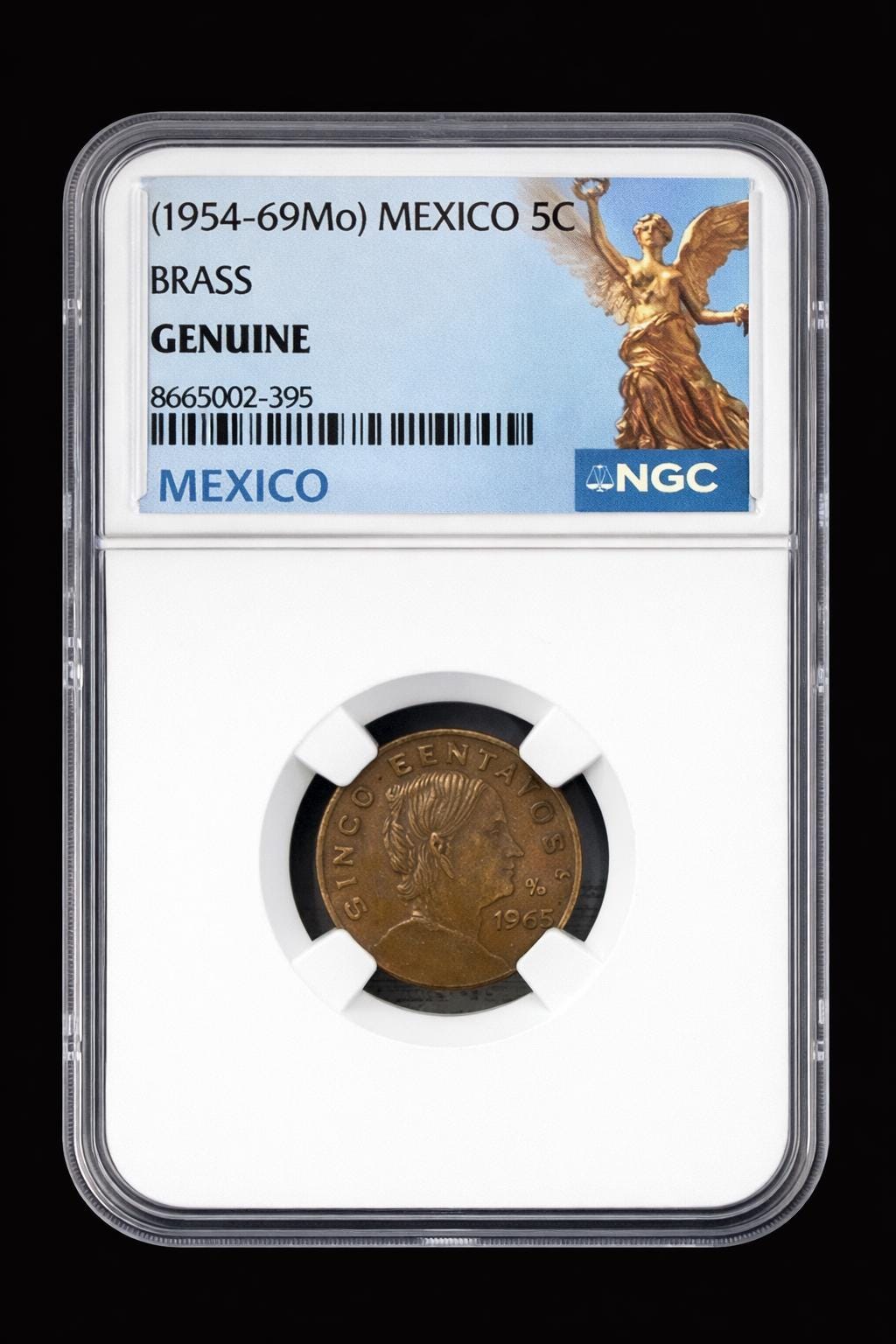 Mexico 5 Centavos 1954–1969 NGC Genuine Brass Mexican Coin Cinco Centavos