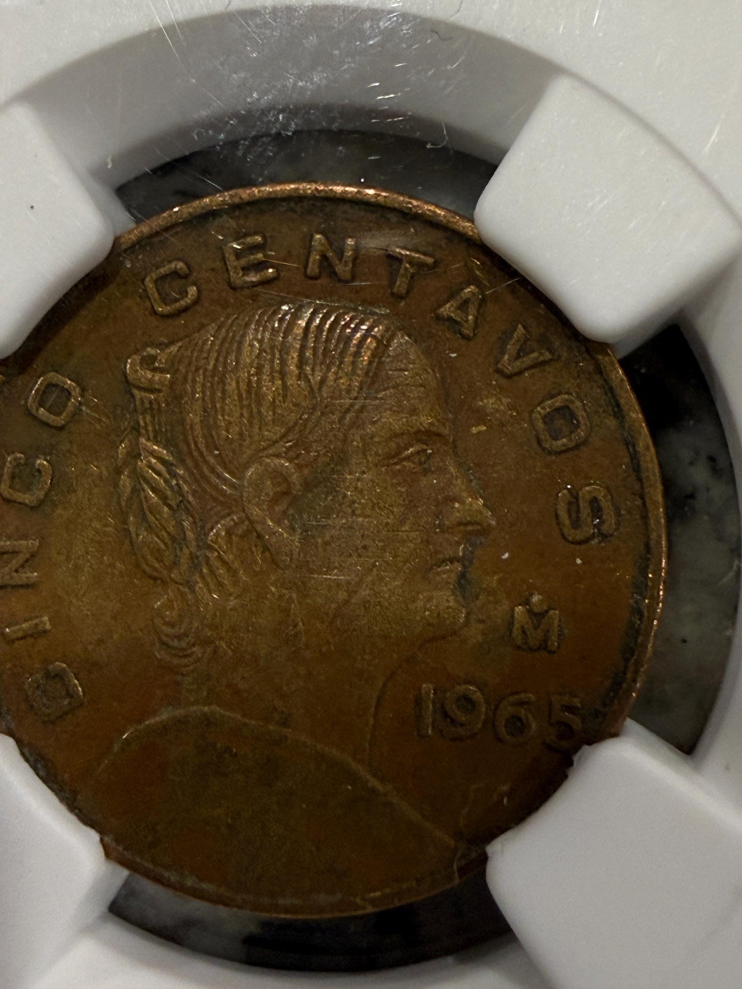 Mexico 5 Centavos 1954–1969 NGC Genuine Brass Mexican Coin Cinco Centavos