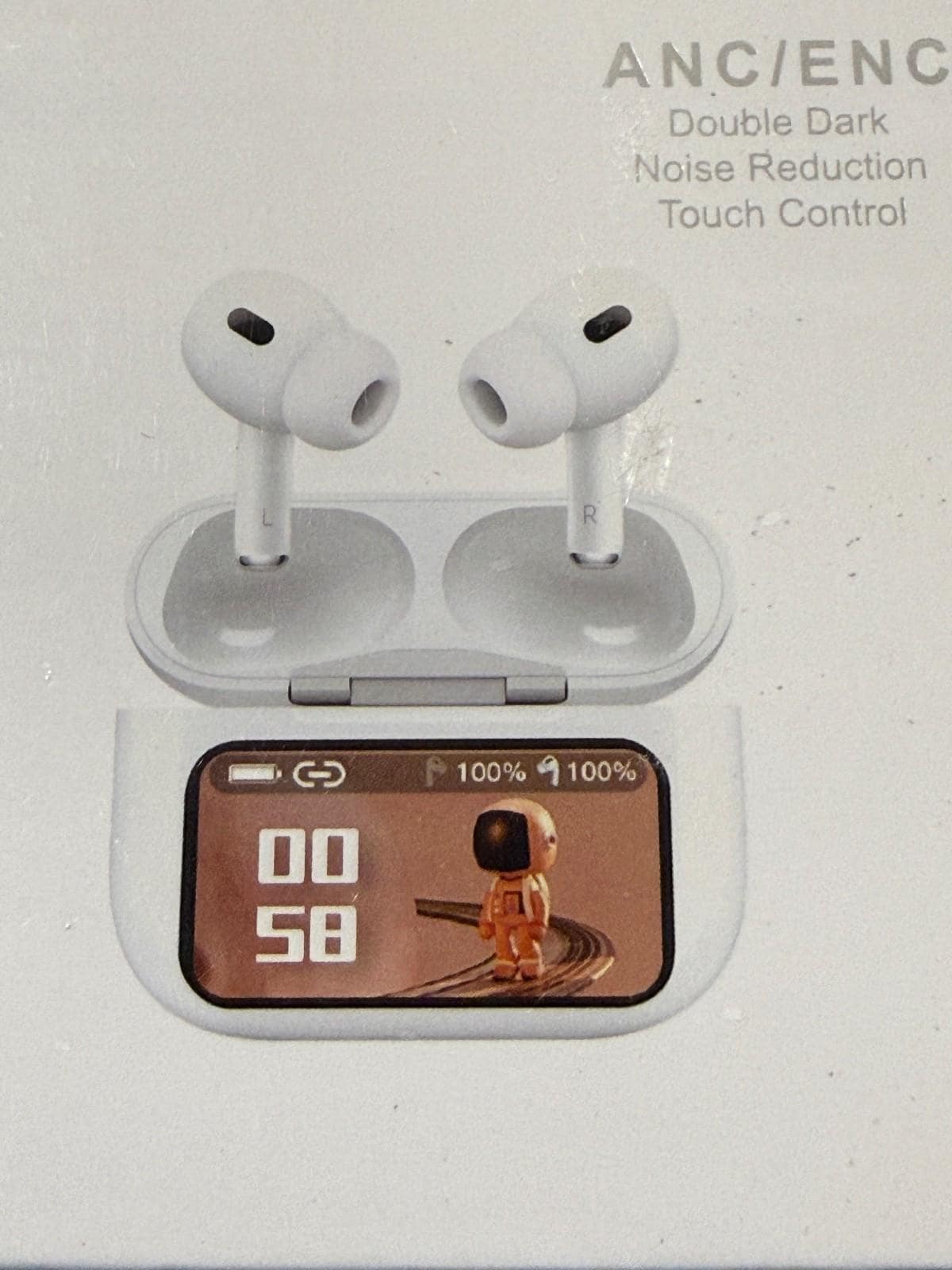 ANC ENC Wireless Earbuds Bluetooth Touch Control w Charging Case Black