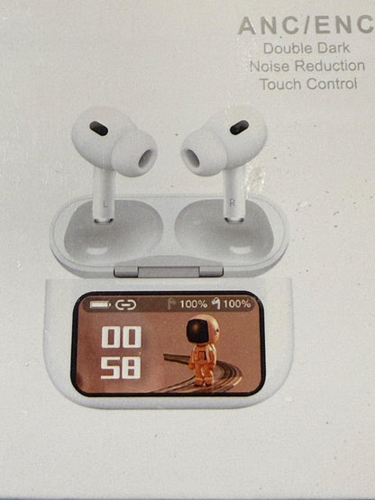 ANC ENC Wireless Earbuds Bluetooth Touch Control w Charging Case Black