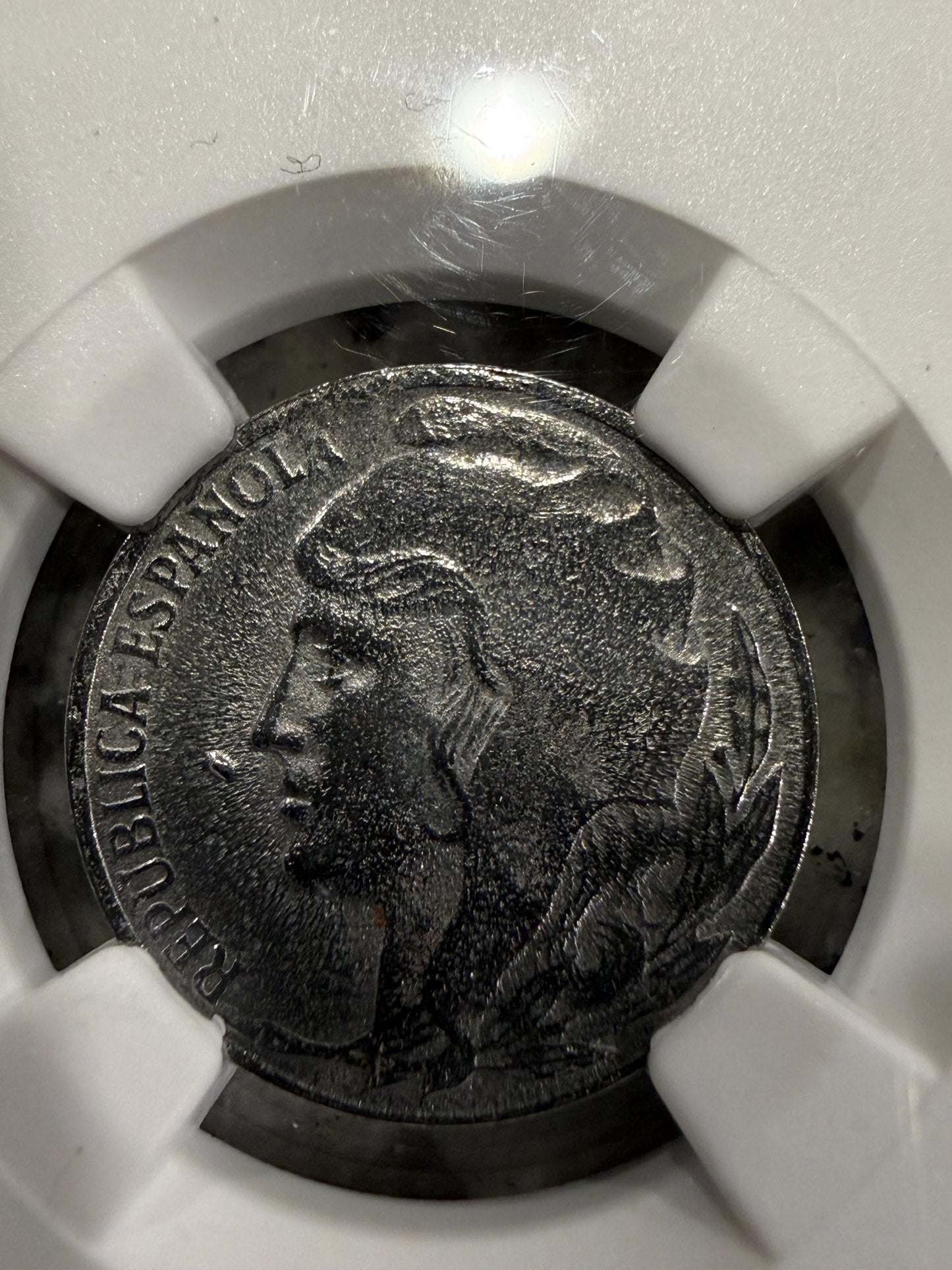 1937 Spain 5 Centimos NGC Genuine Spanish Civil War Historic Coin