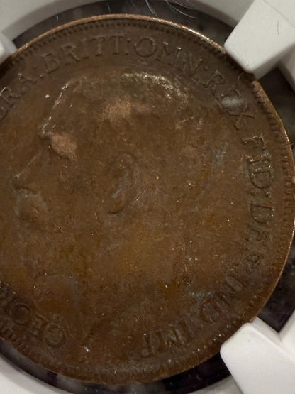 NGC Certified 1911-1936 Great Britain Penny – King George V Coin