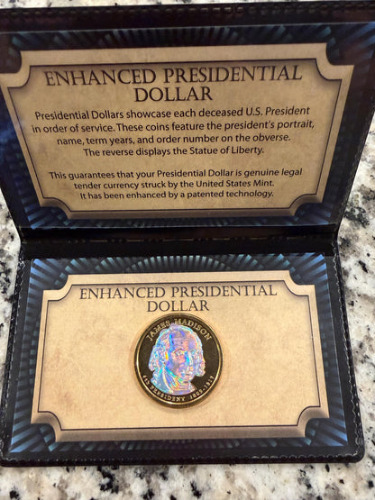 Enhanced James Madison Presidential Dollar Holographic Coin US Mint
