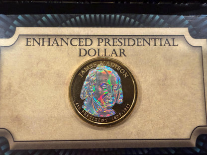 Enhanced James Madison Presidential Dollar Holographic Coin US Mint