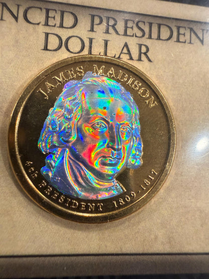 Enhanced James Madison Presidential Dollar Holographic Coin US Mint