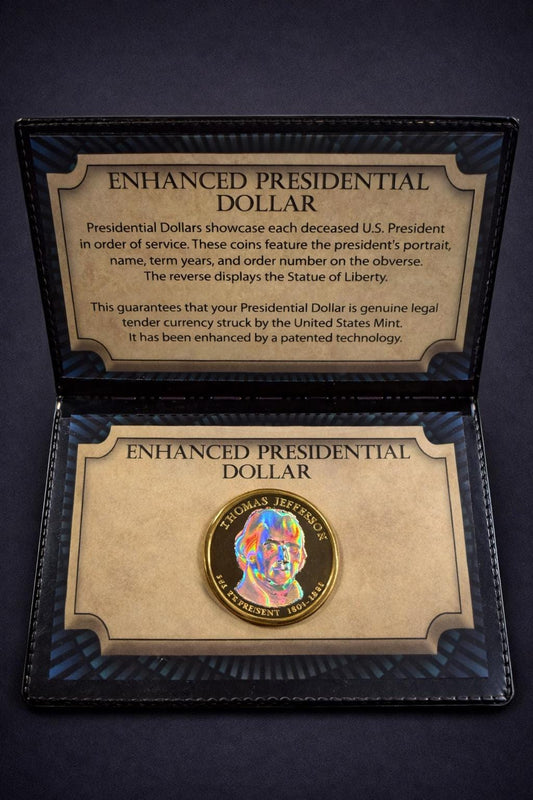Enhanced Presidential Dollar Thomas Jefferson Hologram Coin Genuine US Mint