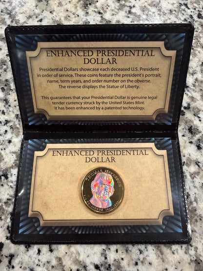 Enhanced Presidential Dollar Thomas Jefferson Hologram Coin Genuine US Mint