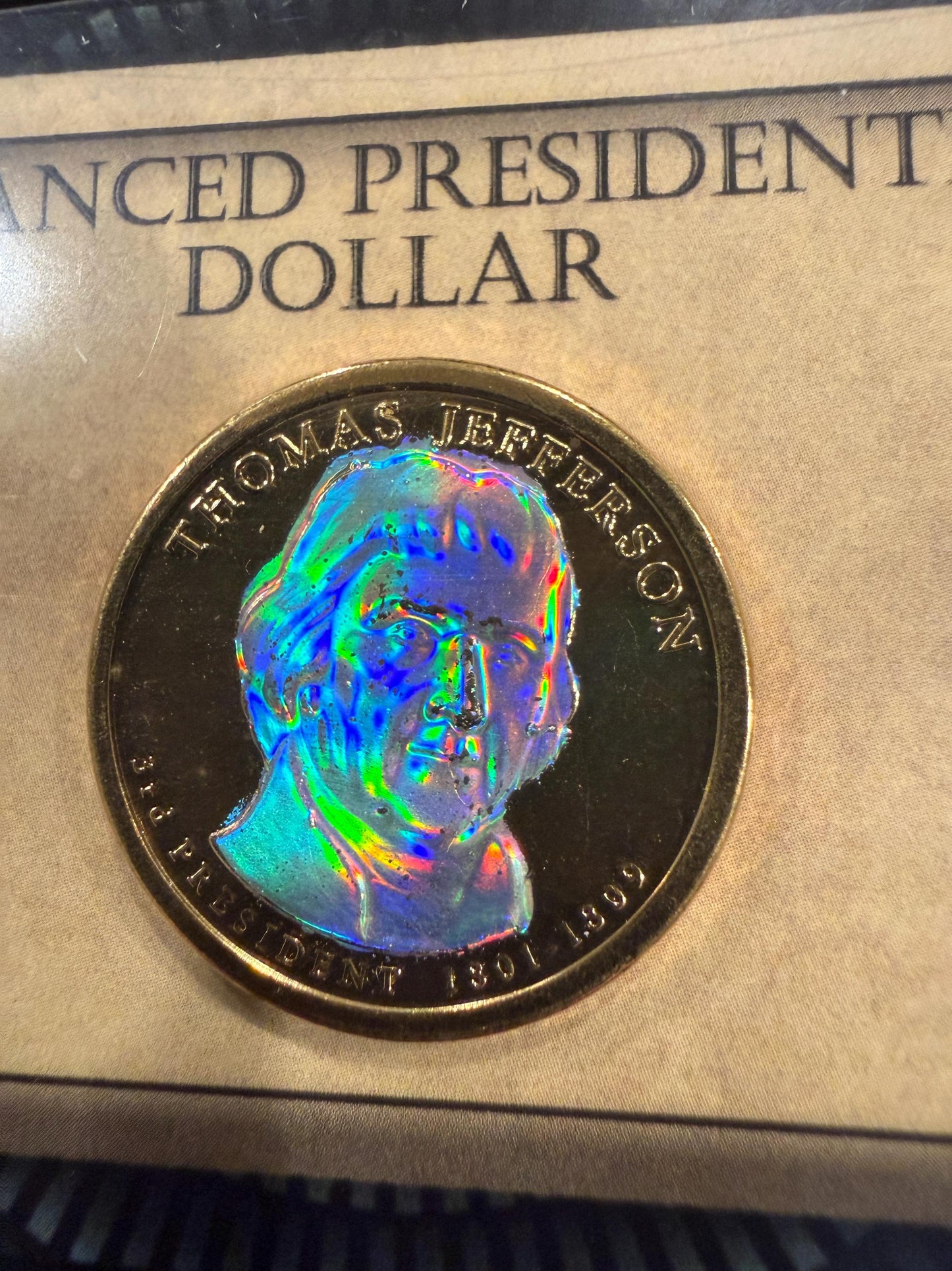Enhanced Presidential Dollar Thomas Jefferson Hologram Coin Genuine US Mint