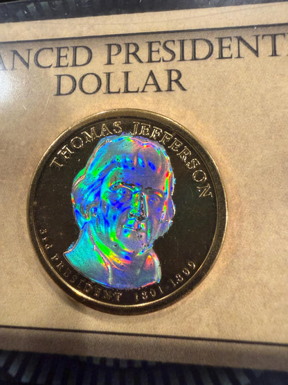 Enhanced Presidential Dollar Thomas Jefferson Hologram Coin Genuine US Mint