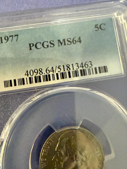 1977 Jefferson Nickel PCGS Graded US 5C Coin Certified Collectible