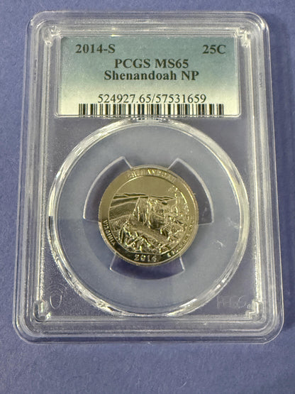 2014-S Shenandoah Quarter PCGS Certified US National Park Clad Coin