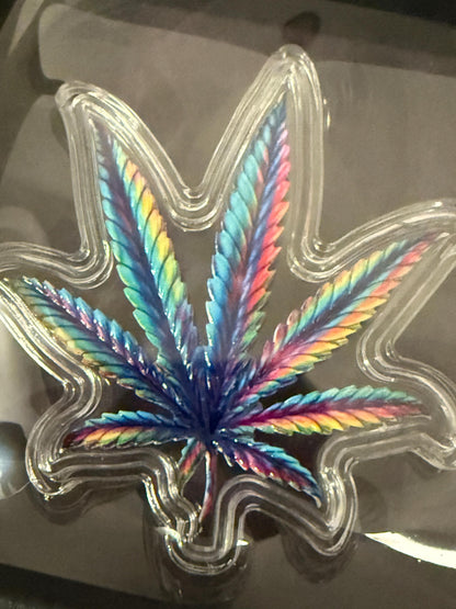 Silver Cannabis Leaf Acrylic Display Set 420 Somewhere Captain's Art Piece