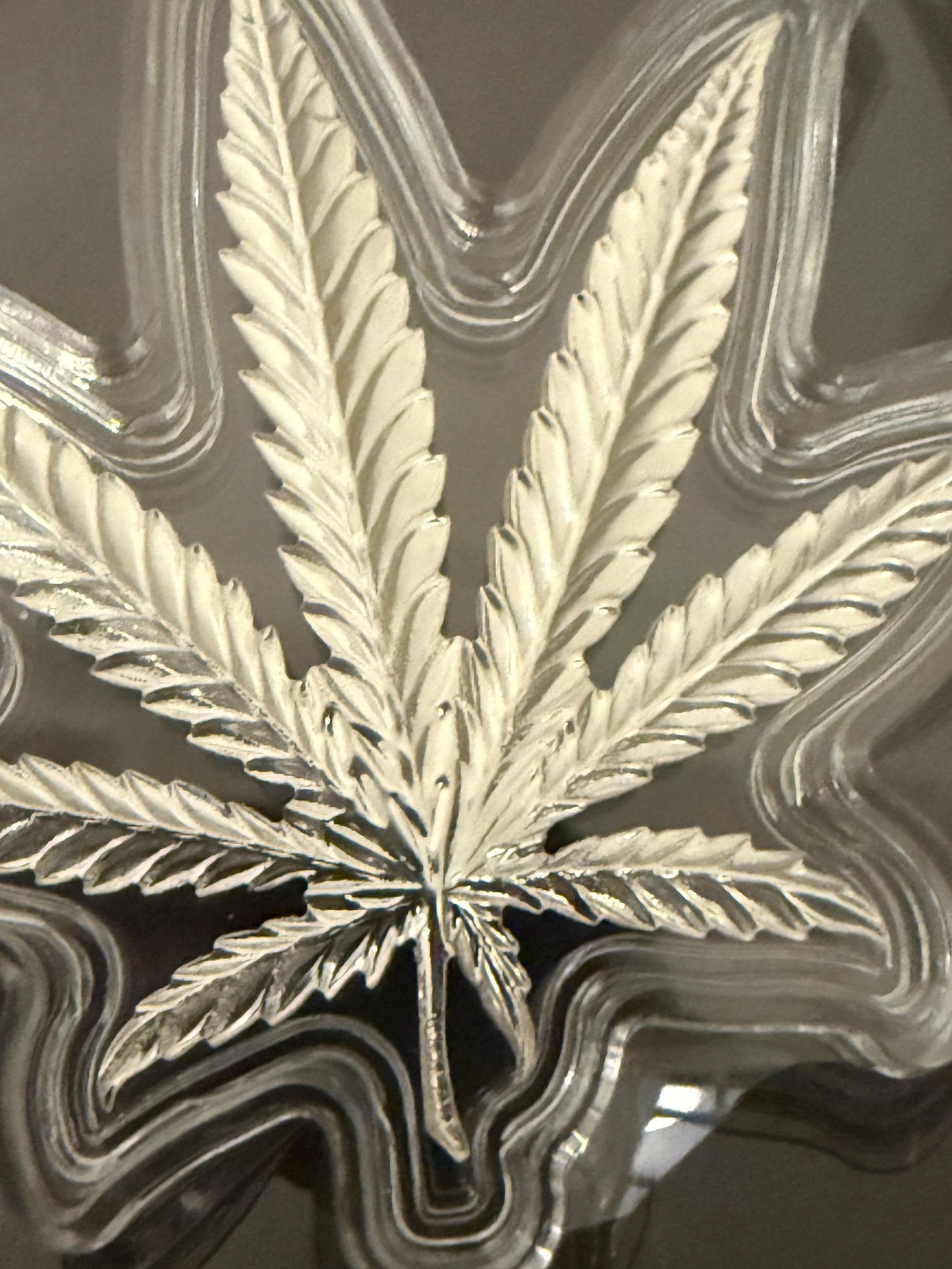 Silver Cannabis Leaf Acrylic Display Set 420 Somewhere Captain's Art Piece