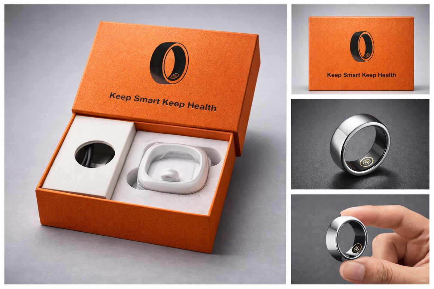 Silver Smart Health Ring Fitness Tracker Size 12 Waterproof Sleep Heart Rate