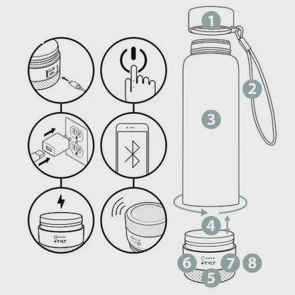 TYLT Bottle Bluetooth Speaker Wireless Charger Rechargeable Portable