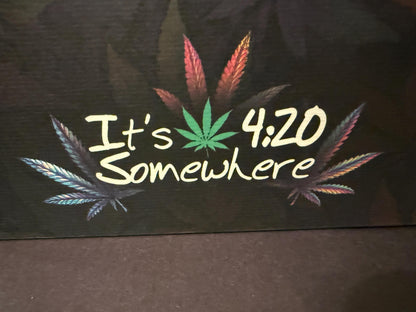Silver Cannabis Leaf Acrylic Display Set 420 Somewhere Captain's Art Piece