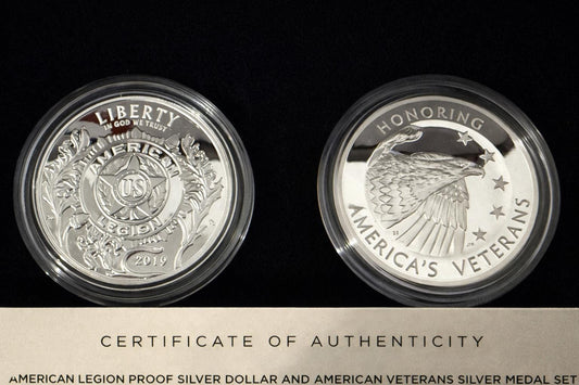American Legion & American Veterans .999 Silver Set w/ COA Collectible