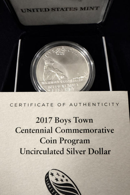 2017 Boys Town Centennial Silver Dollar Uncirculated US Mint Coin w COA
