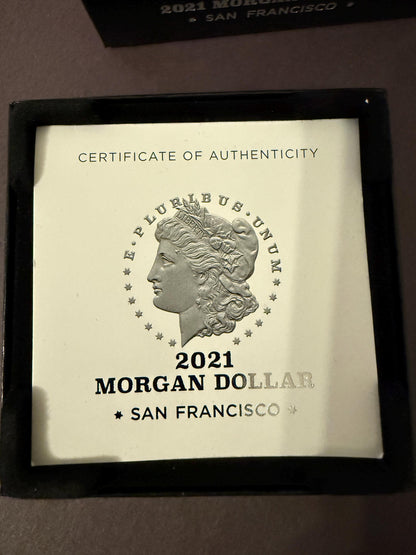2021 Morgan Dollar San Francisco S Mint .999 Silver Coin w COA