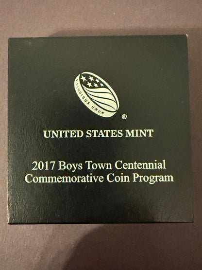 2017 Boys Town Centennial Silver Dollar Uncirculated US Mint Coin w COA