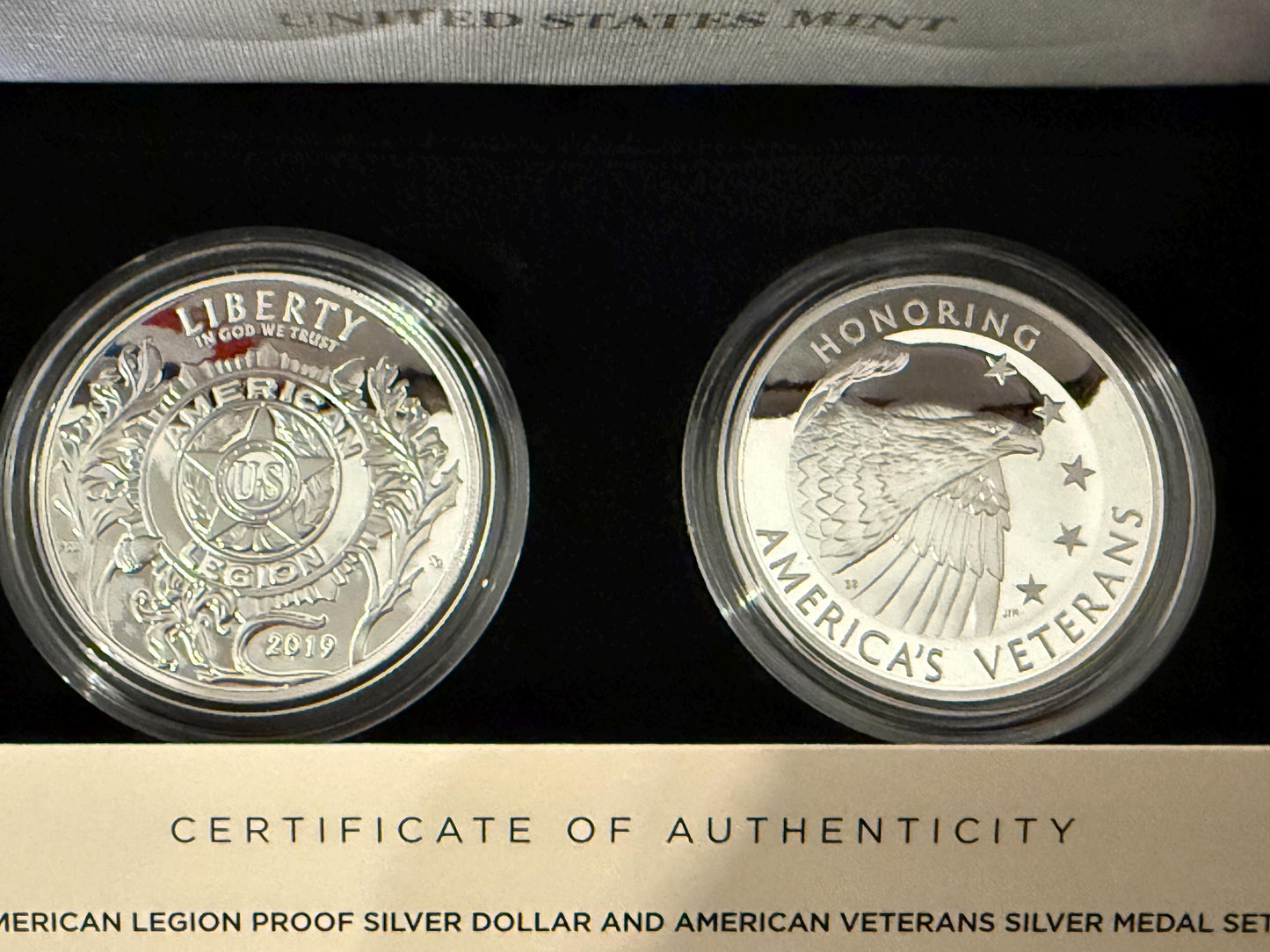 American Legion & American Veterans .999 Silver Set w/ COA Collectible