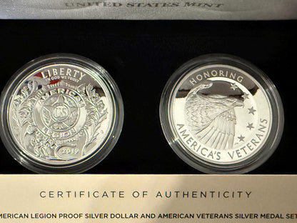 American Legion & American Veterans .999 Silver Set w/ COA Collectible