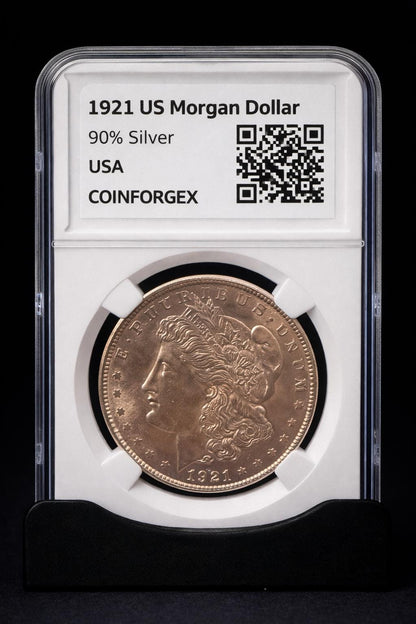 1921 Morgan Silver Dollar 90% Silver USA CoinForgeX Slabbed US Coin