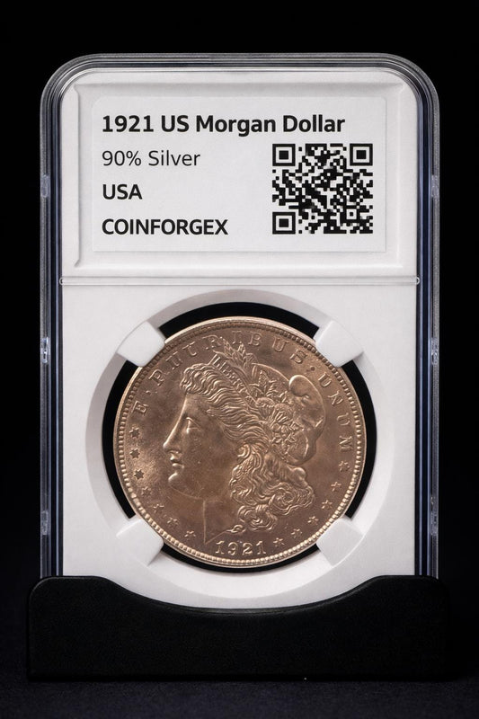 1921 Morgan Silver Dollar 90% Silver USA CoinForgeX Slabbed US Coin