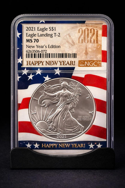 2021 American Silver Eagle Type 2 Landing NGC New Year’s Edition MS Coin