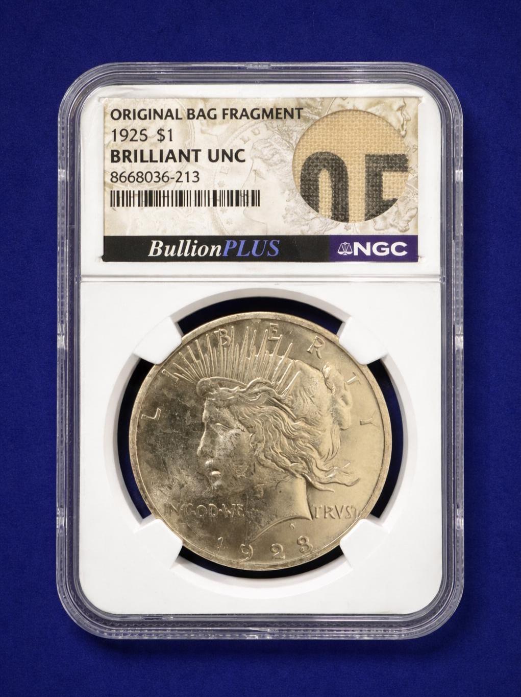 1923 Peace Silver Dollar BU NGC Original Bag Fragment Historic Coin