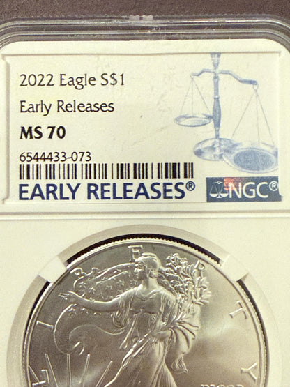 2022 American Silver Eagle NGC Early Releases .999 Fine Silver Coin