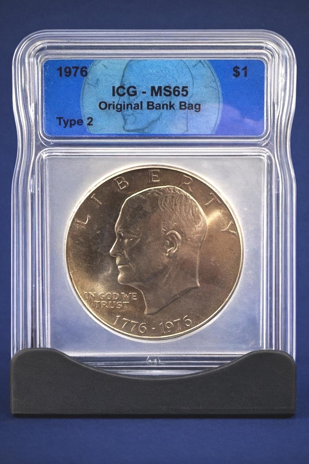 1976 Eisenhower Dollar Type 2 ICG Original Bank Bag Bicentennial Ike
