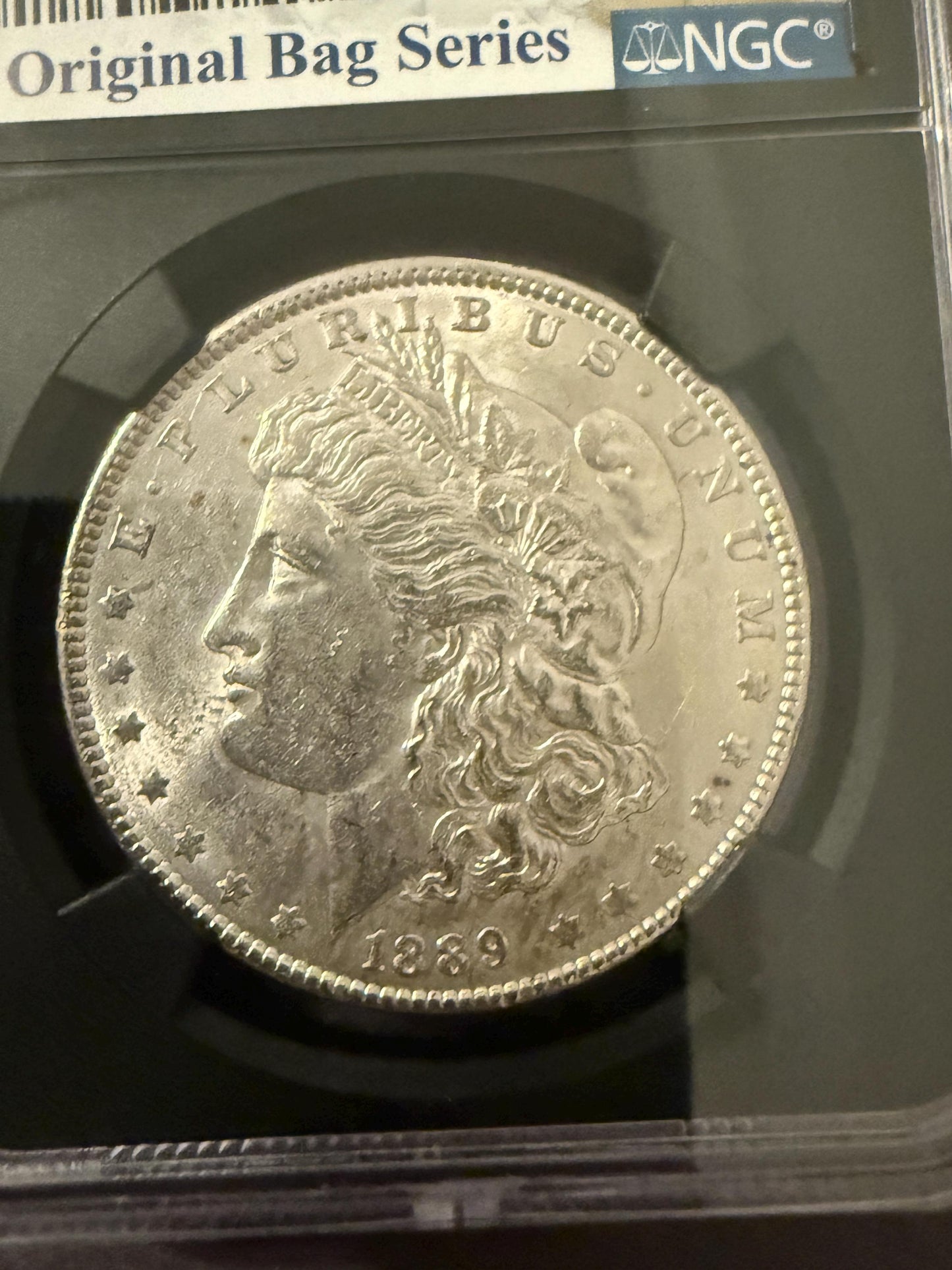 1889 Morgan Silver Dollar BU NGC Holder Original Bag Fragment UNC Coin