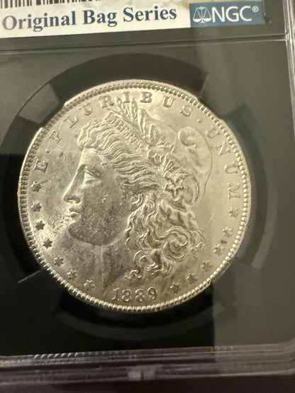1889 Morgan Silver Dollar BU NGC Holder Original Bag Fragment UNC Coin