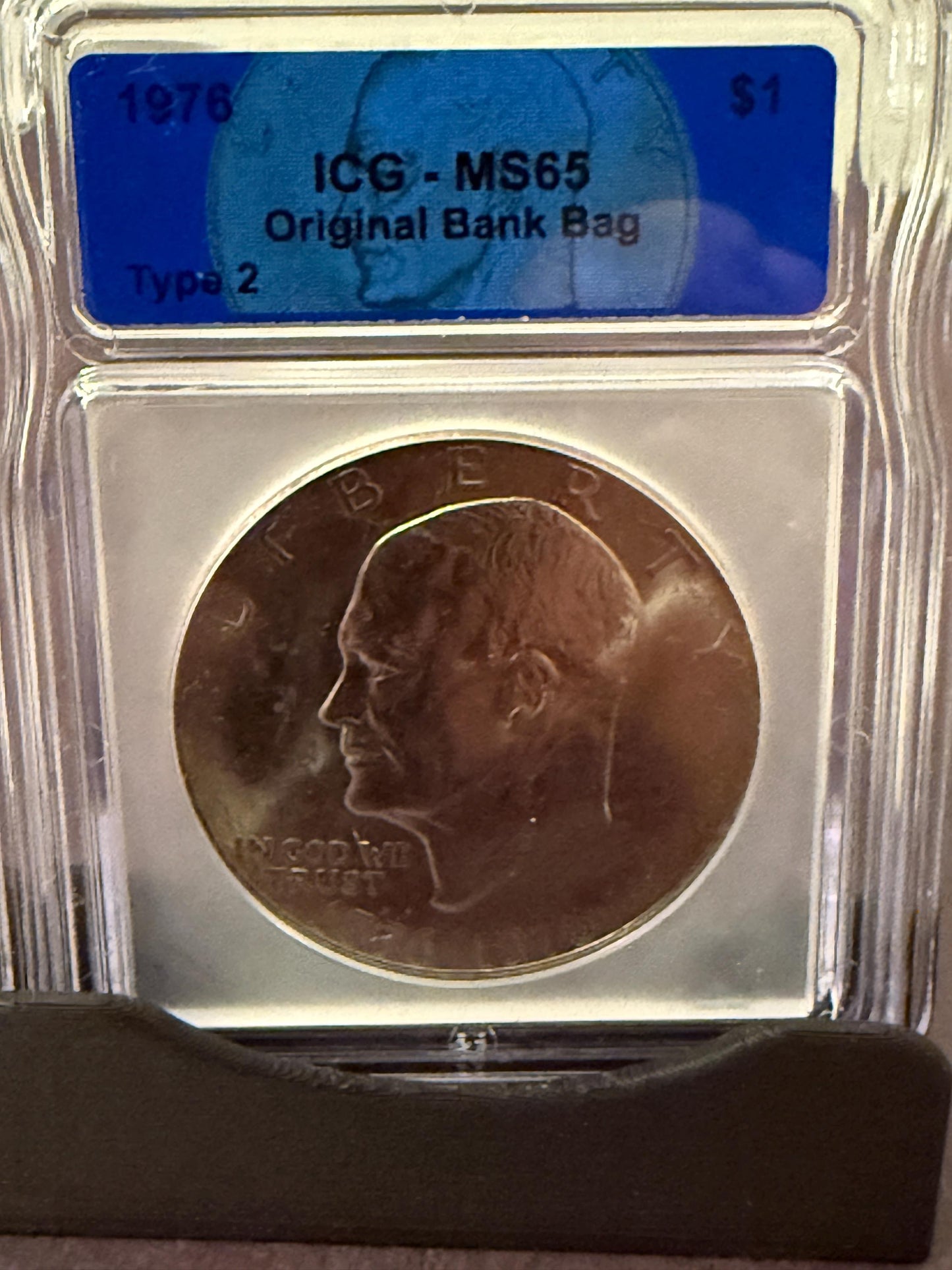 1976 Eisenhower Dollar Type 2 ICG Original Bank Bag Bicentennial Ike