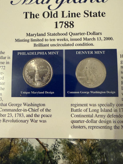 Maryland Michigan Virginia Statehood Quarter Set 3 Pack Coins Stamp Prints