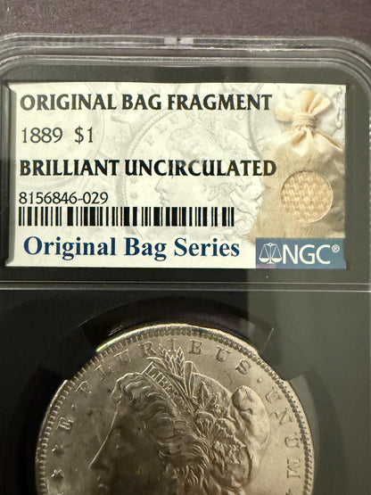 1889 Morgan Silver Dollar BU NGC Holder Original Bag Fragment UNC Coin
