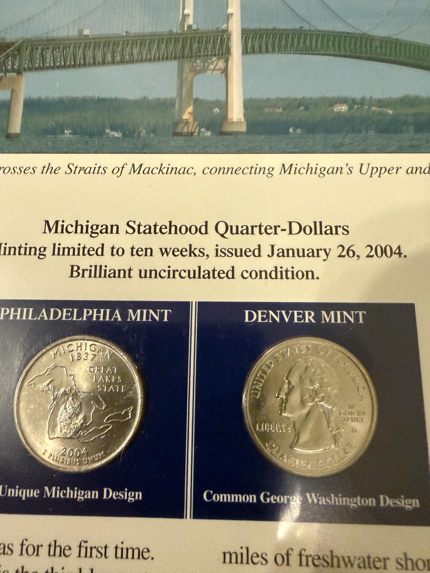 Maryland Michigan Virginia Statehood Quarter Set 3 Pack Coins Stamp Prints
