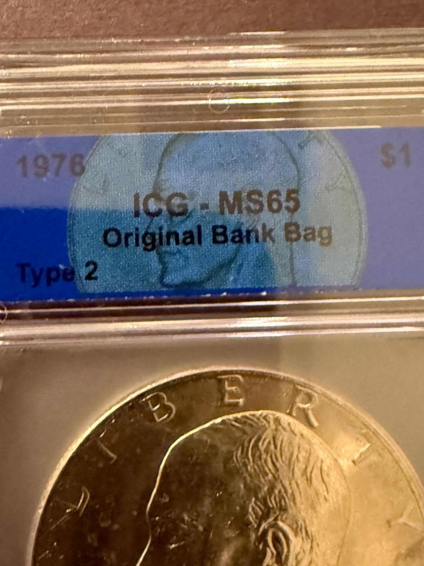 1976 Eisenhower Dollar Type 2 ICG Original Bank Bag Bicentennial Ike
