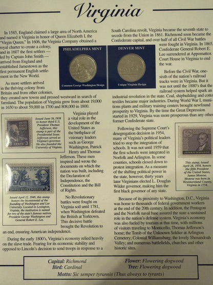 Maryland Michigan Virginia Statehood Quarter Set 3 Pack Coins Stamp Prints