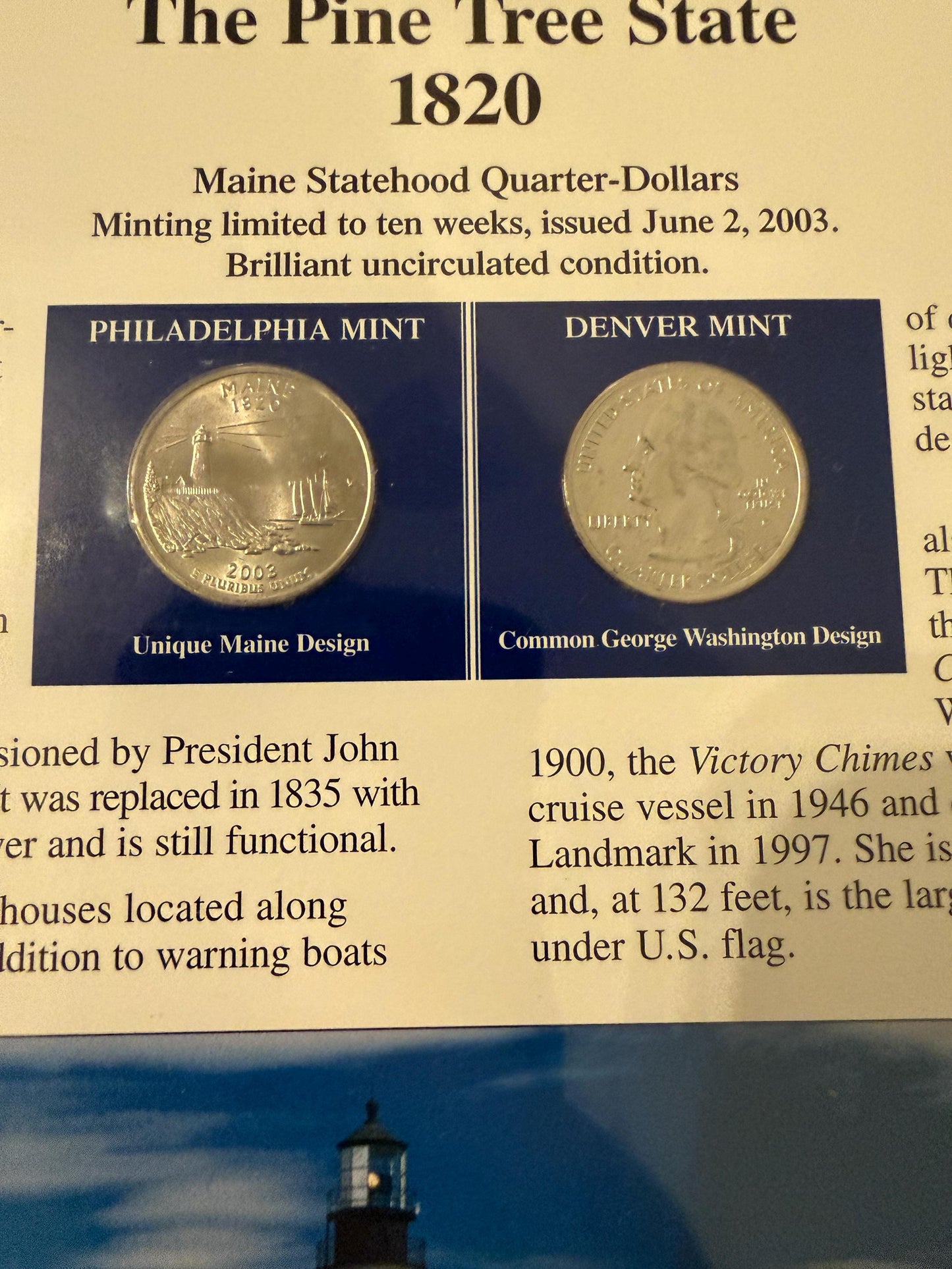 Illinois & Maine Statehood Quarter 2 Pack Real Coins with Stamp Prints Set