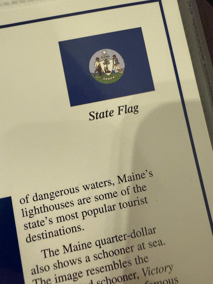 Illinois & Maine Statehood Quarter 2 Pack Real Coins with Stamp Prints Set
