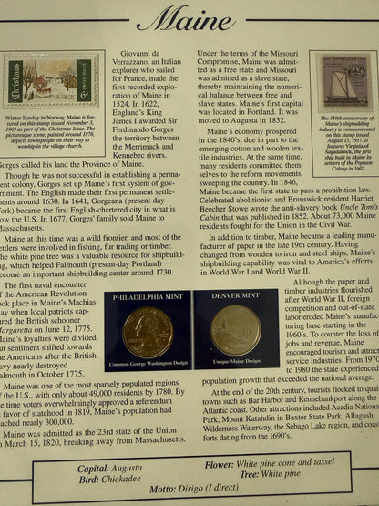 Illinois & Maine Statehood Quarter 2 Pack Real Coins with Stamp Prints Set