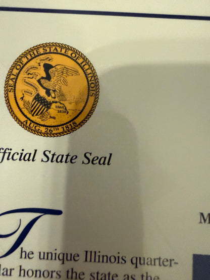 Illinois & Maine Statehood Quarter 2 Pack Real Coins with Stamp Prints Set