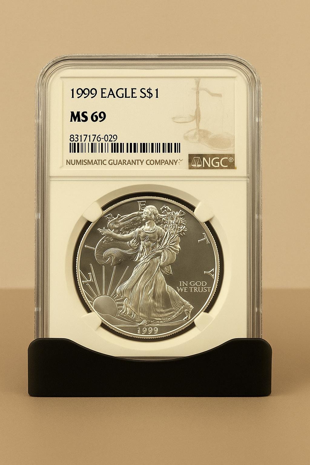 1999 Silver Eagle NGC .999 Fine + 1963 Franklin Half Dollar 90% Silver